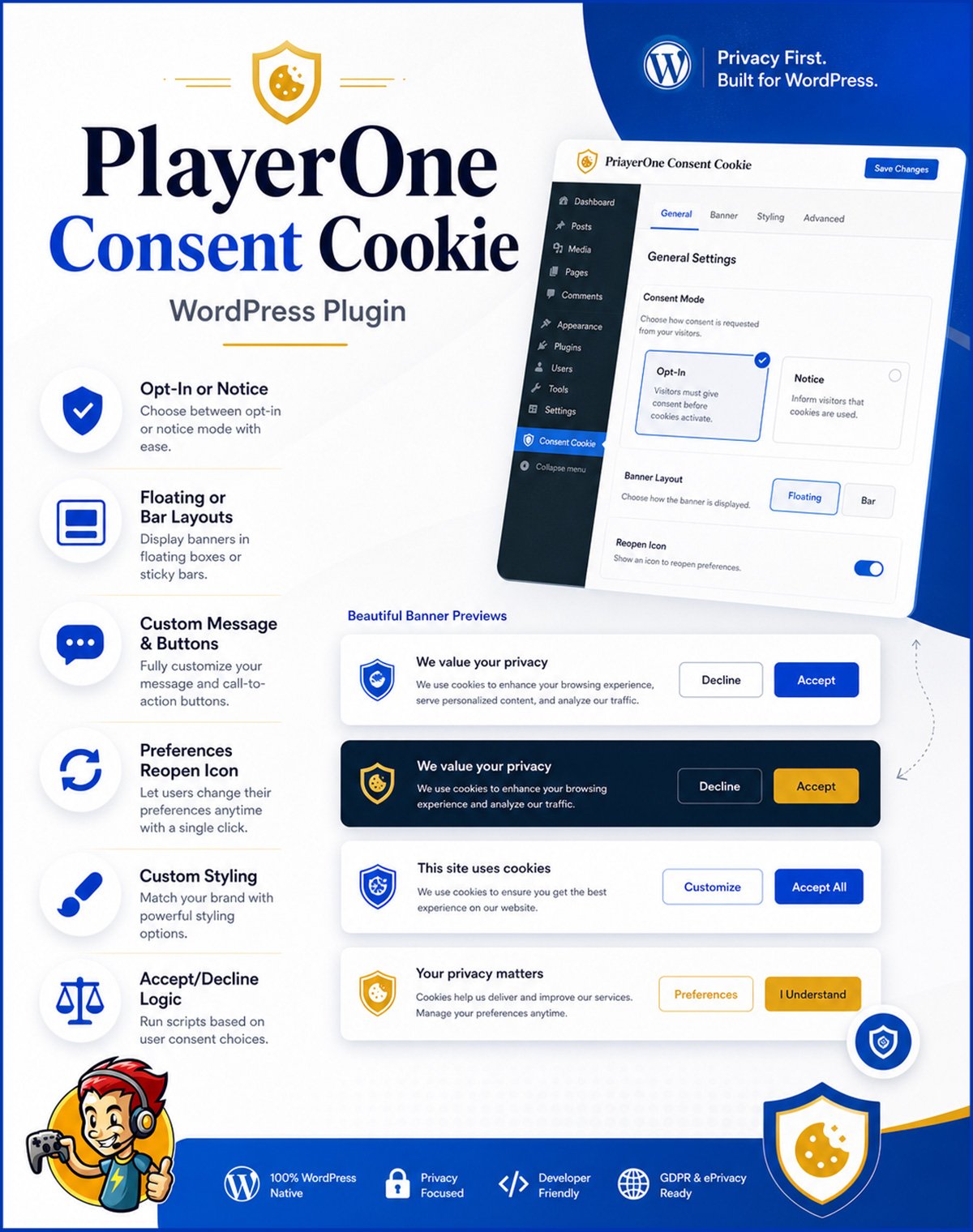 PlayerOne_ConsentCookie_Features